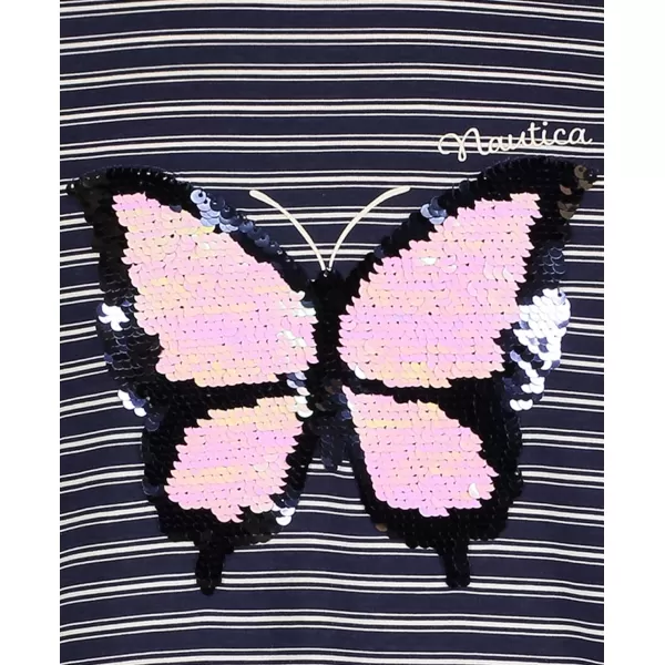 Nautica Girls Long Sleeve Knit Tee DressPeacoat Butterfly