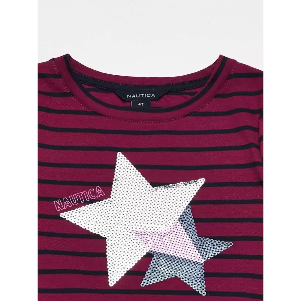 Nautica Girls Long Sleeve Knit Tee DressRaspberry Radiance Star