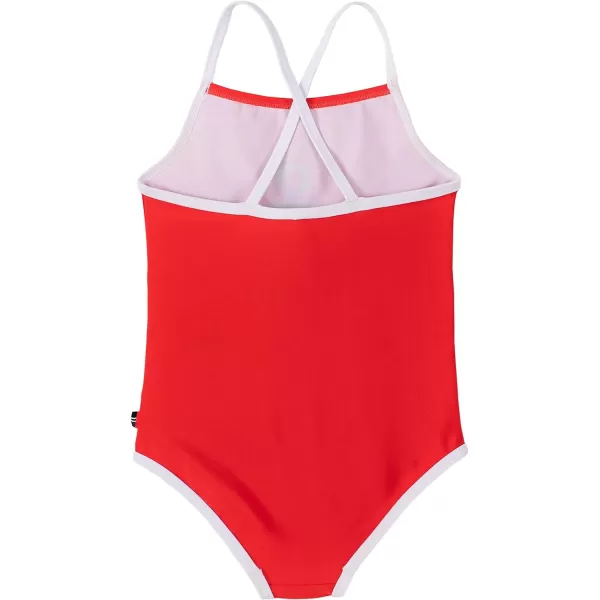 Nautica Girls OnePiece Swimsuit with UPF 50 Sun Protection Quick Drying Bathing SuitFiery Red Anchor