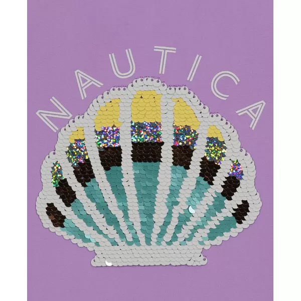 Nautica Girls OnePiece Swimsuit with UPF 50 Sun Protection Quick Drying Bathing SuitLavendula Seashell Sequin