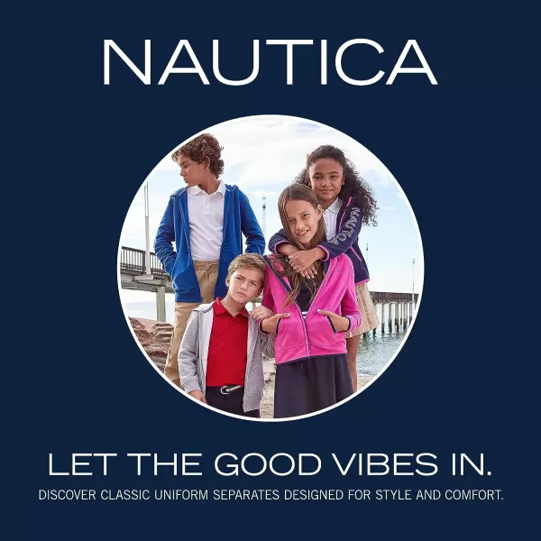 Nautica Girls School Uniform Bermuda Shorts Pull on Fit amp Stretchy Material Faux Button amp Functional PocketsNavy