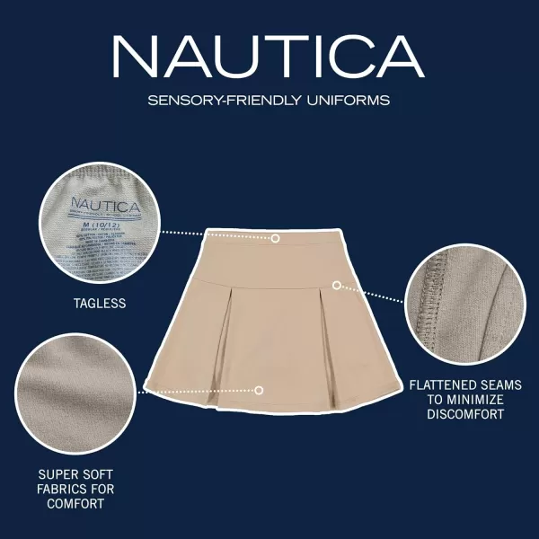 Nautica Girls School Uniform SensoryFriendly Performance Pleated ScooterKhaki