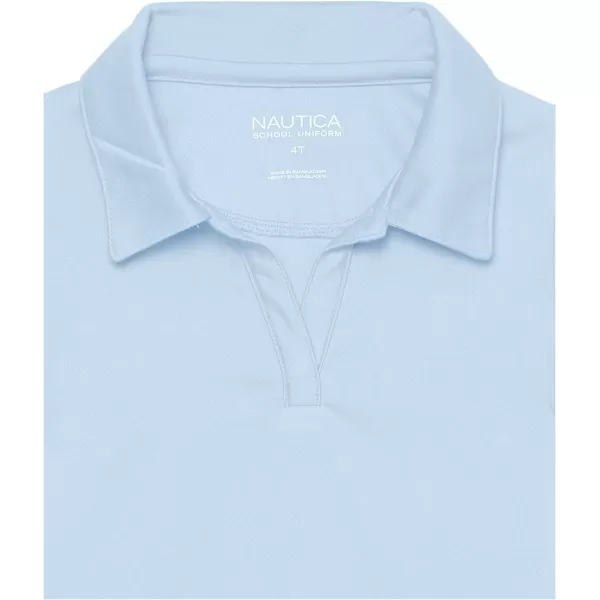 Nautica Girls School Uniform Short Sleeve Performance PoloLight Blue