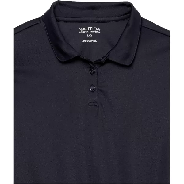 Nautica Girls School Uniform Short Sleeve Performance PoloNavyTie Front