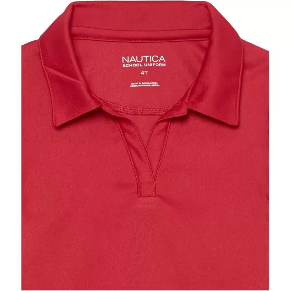 Nautica Girls School Uniform Short Sleeve Performance PoloRed