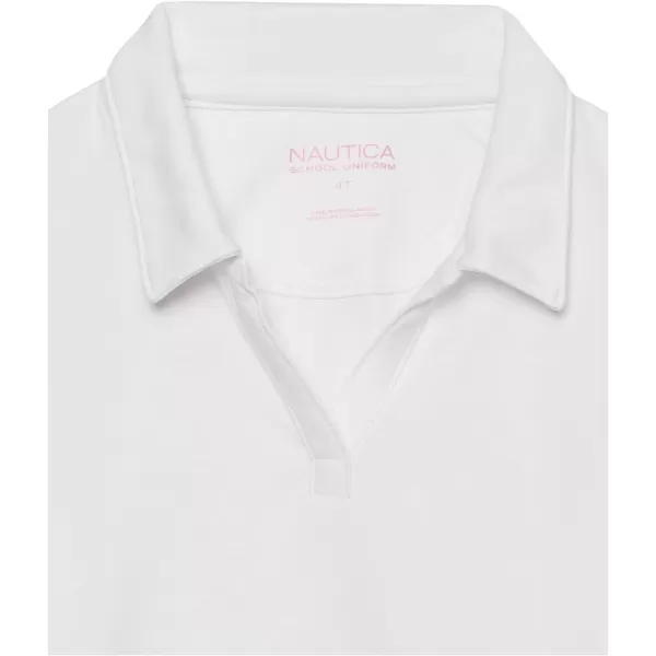 Nautica Girls School Uniform Short Sleeve Performance PoloWhite