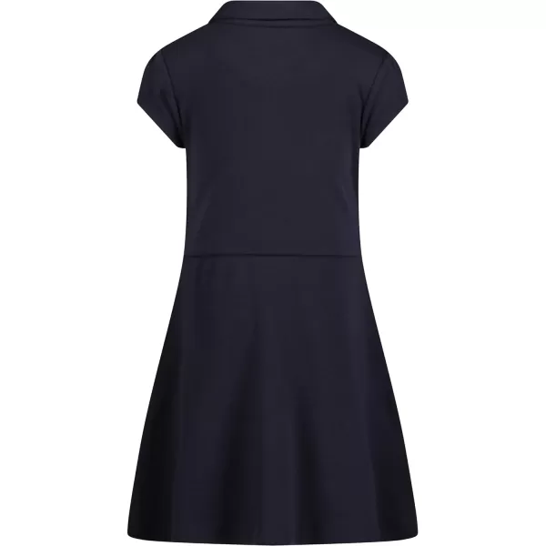 Nautica Girls School Uniform Short Sleeve Polo DressNavy Front Tie