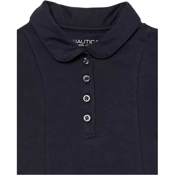 Nautica Girls School Uniform Short Sleeve Polo DressNavyPrincess Seam