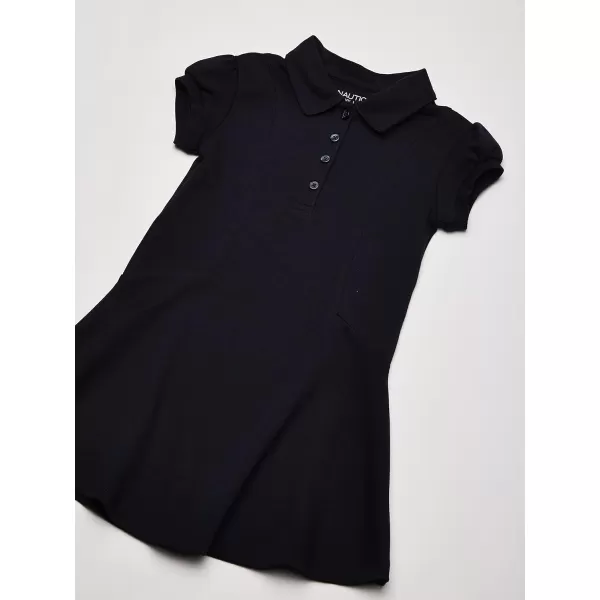 Nautica Girls School Uniform Short Sleeve Polo DressNavyPrincess Seam