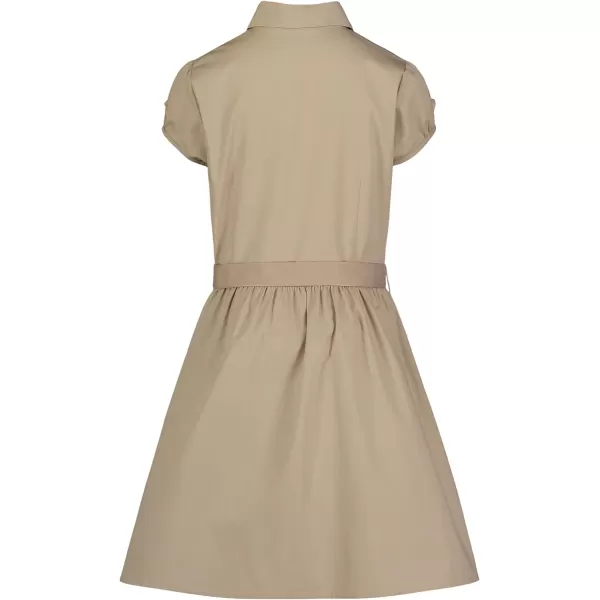 Nautica Girls School Uniform Short Sleeve ShirtdressKhaki