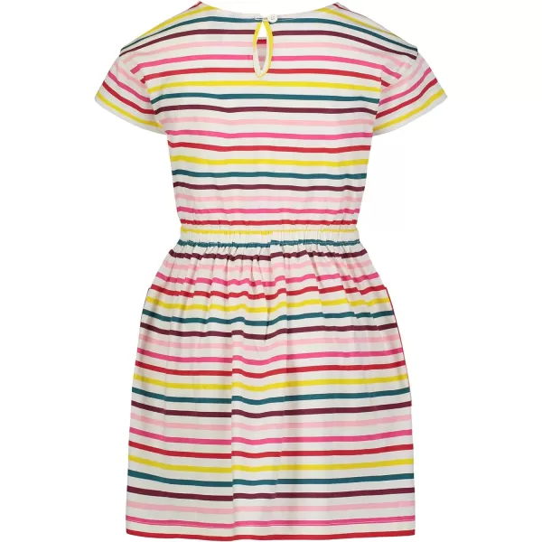 Nautica Girls Short Sleeve Jersey Tee Dress with Elastic Cinched Waist Fun Designs  ColorsEgret Stripe