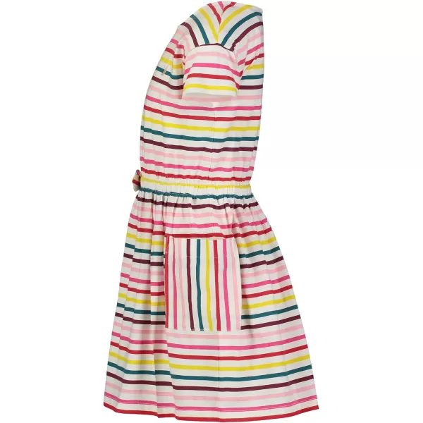 Nautica Girls Short Sleeve Jersey Tee Dress with Elastic Cinched Waist Fun Designs  ColorsEgret Stripe