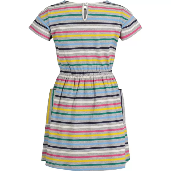 Nautica Girls Short Sleeve Jersey Tee Dress with Elastic Cinched Waist Fun Designs  ColorsGrey Stripe