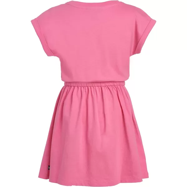 Nautica Girls Short Sleeve Jersey Tee Dress with Elastic Cinched Waist Fun Designs  ColorsPink Carnation 22