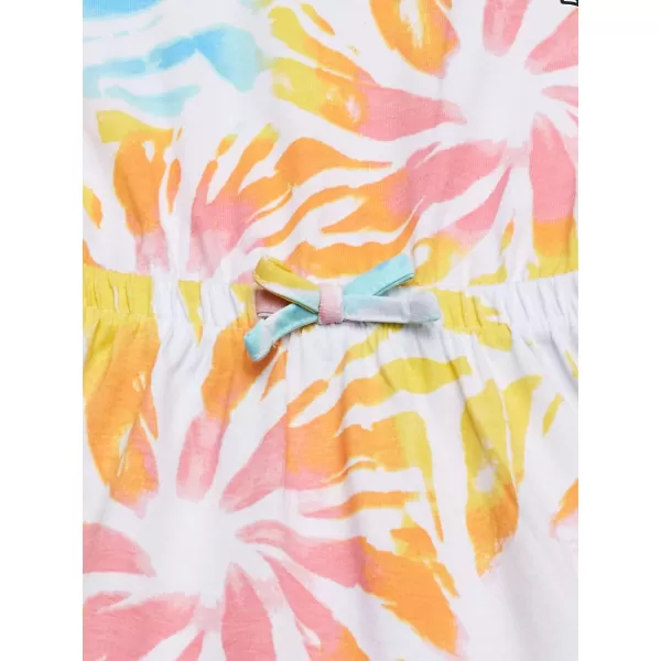 Nautica Girls Short Sleeve Jersey Tee Dress with Elastic Cinched Waist Fun Designs  ColorsWhite Sunburst Tie Dye