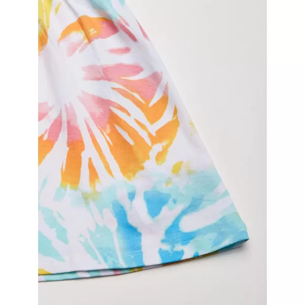 Nautica Girls Short Sleeve Jersey Tee Dress with Elastic Cinched Waist Fun Designs  ColorsWhite Sunburst Tie Dye