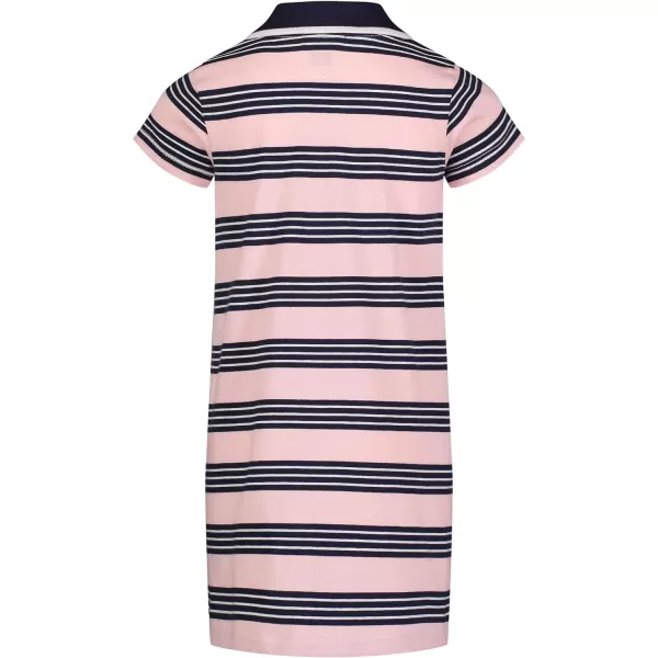 Nautica Girls Short Sleeve Knit Pique Polo DressCoral Blush Stripe