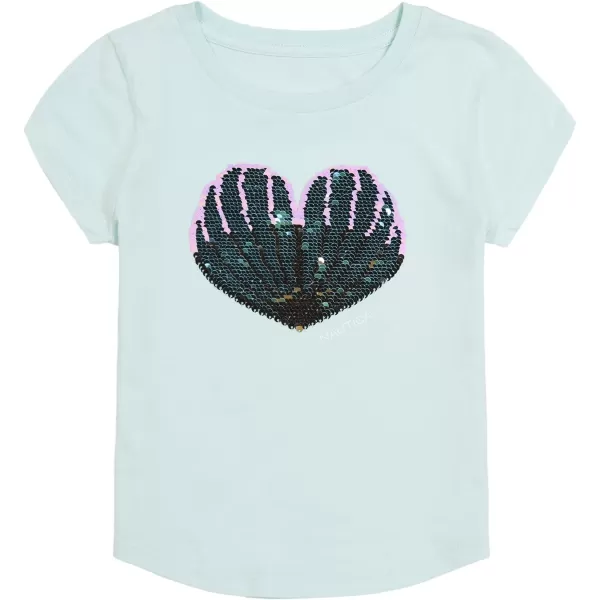 Nautica Girls Short Sleeve TShirt with Flip Sequin Design Cotton Tee with Tagless InteriorBlue Shell Yeah