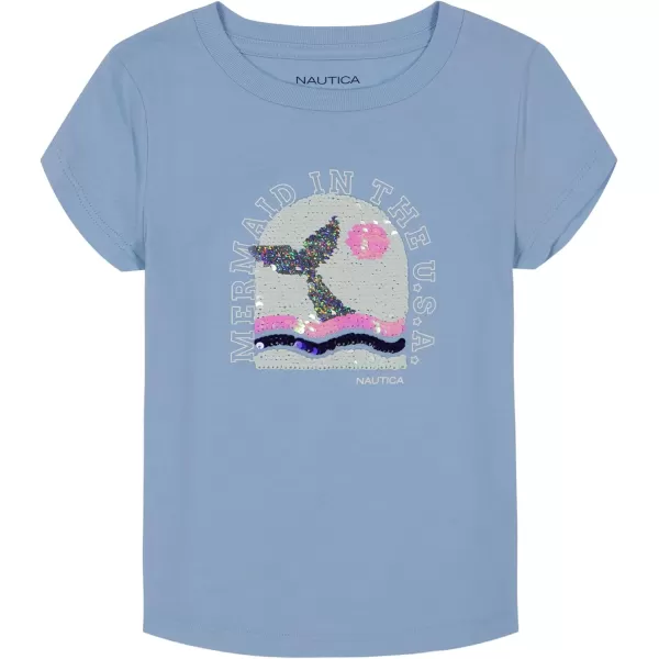 Nautica Girls Short Sleeve TShirt with Flip Sequin Design Cotton Tee with Tagless InteriorDutch Canal Mermaid