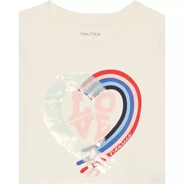 Nautica Girls Short Sleeve TShirt with Flip Sequin Design Cotton Tee with Tagless InteriorEggnog Love