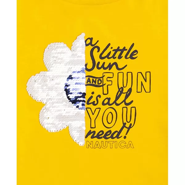 Nautica Girls Short Sleeve TShirt with Flip Sequin Design Cotton Tee with Tagless InteriorLemon Sequin Sun