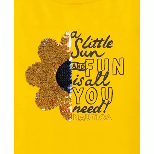 Nautica Girls Short Sleeve TShirt with Flip Sequin Design Cotton Tee with Tagless InteriorLemon Sequin Sun