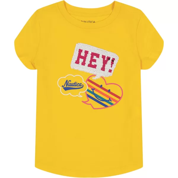 Nautica Girls Short Sleeve TShirt with Flip Sequin Design Cotton Tee with Tagless InteriorMaize Hey