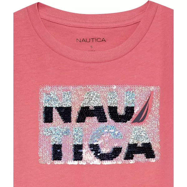 Nautica Girls Short Sleeve TShirt with Flip Sequin Design Cotton Tee with Tagless InteriorRapture Magic Sequin