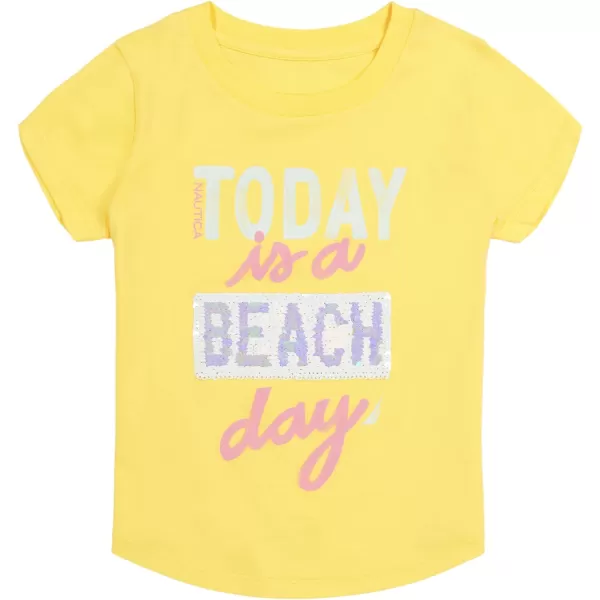 Nautica Girls Short Sleeve TShirt with Flip Sequin Design Cotton Tee with Tagless InteriorYellow Sunny Day