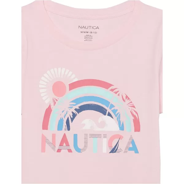 Nautica Girls Short Sleeve TShirt with Fun Graphic Design Cotton Tee with Tagless InteriorAlmond Blossom Sunset