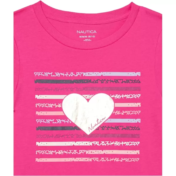 Nautica Girls Short Sleeve TShirt with Fun Graphic Design Cotton Tee with Tagless InteriorBeetroot Heart