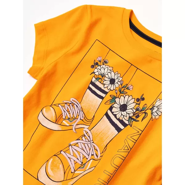 Nautica Girls Short Sleeve TShirt with Fun Graphic Design Cotton Tee with Tagless InteriorCadium Yellow