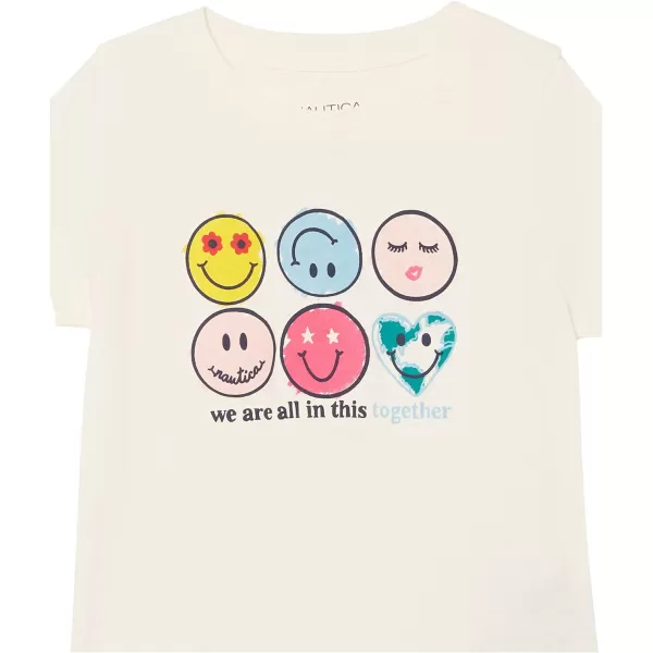 Nautica Girls Short Sleeve TShirt with Fun Graphic Design Cotton Tee with Tagless InteriorEggnog Smile Together