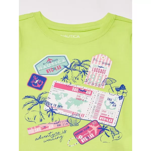 Nautica Girls Short Sleeve TShirt with Fun Graphic Design Cotton Tee with Tagless InteriorGreen Passport