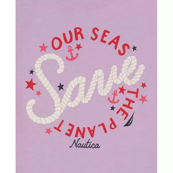 Nautica Girls Short Sleeve TShirt with Fun Graphic Design Cotton Tee with Tagless InteriorLavendula Planet
