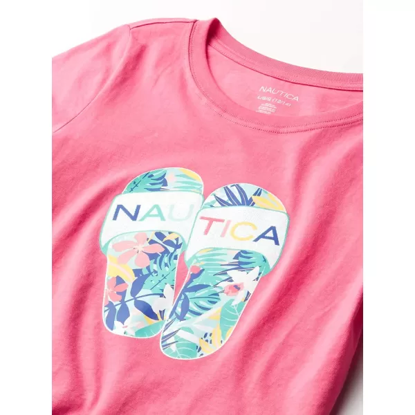 Nautica Girls Short Sleeve TShirt with Fun Graphic Design Cotton Tee with Tagless InteriorPink Day