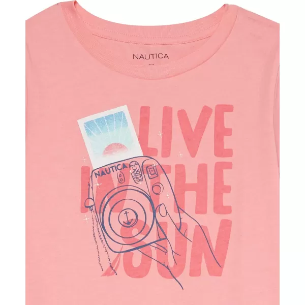Nautica Girls Short Sleeve TShirt with Glitter Design Cotton Tee with Tagless InteriorNautica Girls Short Sleeve TShirt with Glitter Design Cotton Tee with Tagless Interior