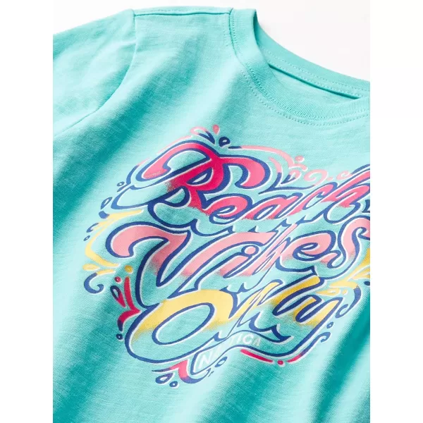 Nautica Girls Short Sleeve TShirt with Metallic Design Cotton Tee with Tagless InteriorTurquoise Vibes