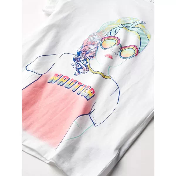 Nautica Girls Short Sleeve TShirt with Metallic Design Cotton Tee with Tagless InteriorWhite Sunglasses