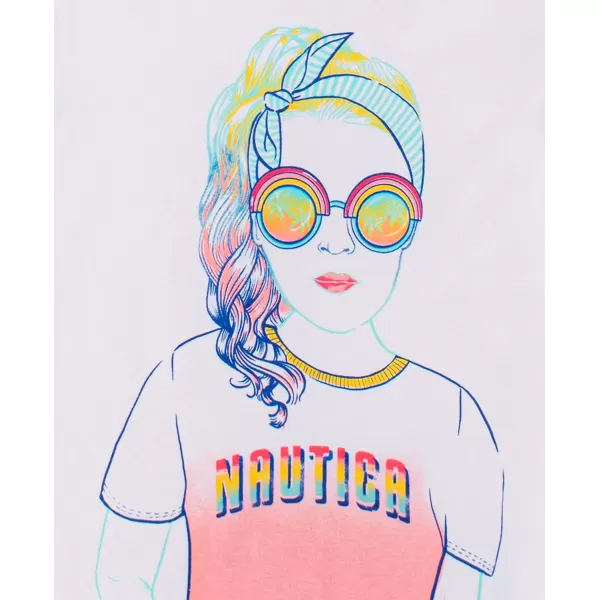 Nautica Girls Short Sleeve TShirt with Metallic Design Cotton Tee with Tagless InteriorWhite Sunglasses