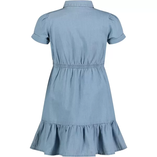 Nautica Girls Short and Long Sleeve Shirt Dress Chambray  Dark Denim ColorsLight Wash Chambray