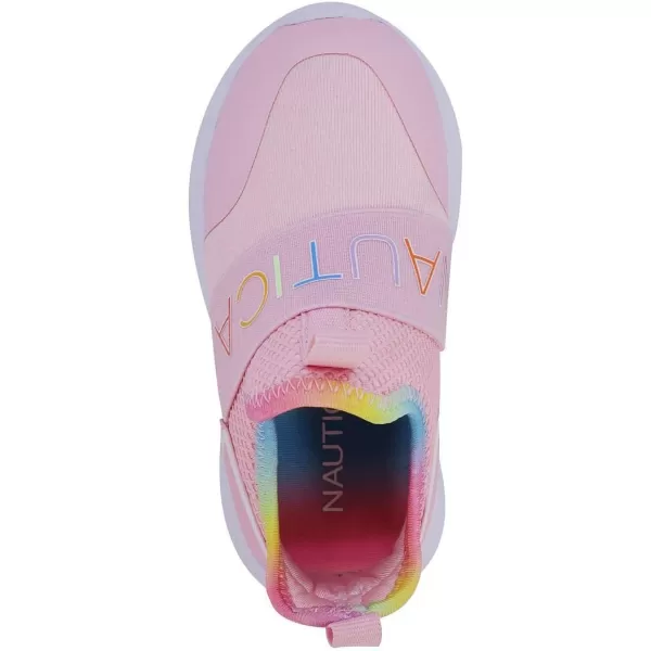 Nautica Girls SlipOn Sneaker  Athletic Running Kids Shoe for Walking Running Tennis and Sports ToddlerLittle KidAlois Peony Rainbow