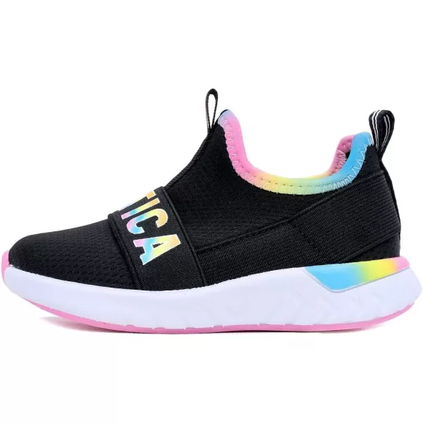 Nautica Girls SlipOn Sneaker  Athletic Running Kids Shoe for Walking Running Tennis and Sports ToddlerLittle KidBlack Bright Gradient