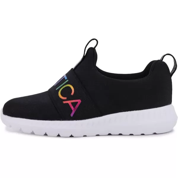 Nautica Girls SlipOn Sneaker  Athletic Running Kids Shoe for Walking Running Tennis and Sports ToddlerLittle KidBlack Rainbow