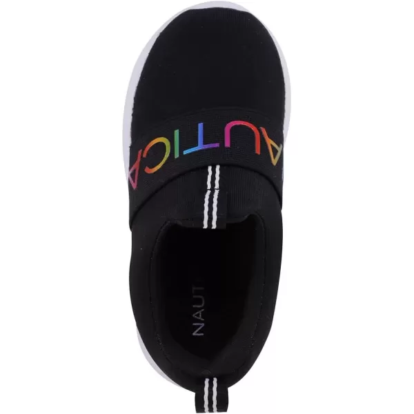Nautica Girls SlipOn Sneaker  Athletic Running Kids Shoe for Walking Running Tennis and Sports ToddlerLittle KidBlack Rainbow