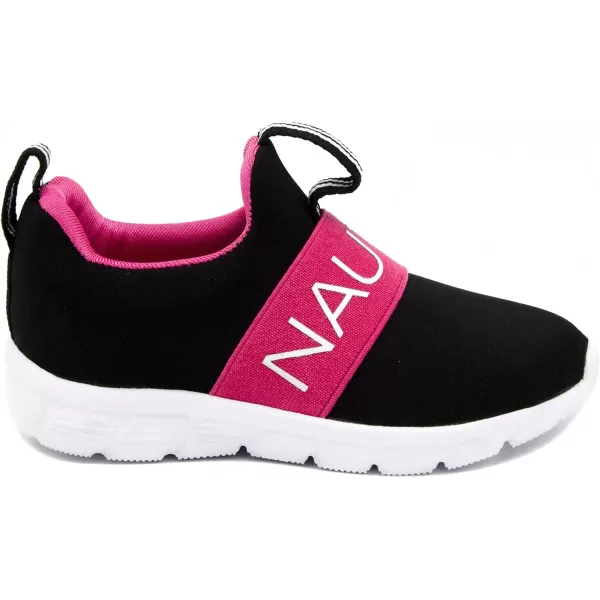 Nautica Girls SlipOn Sneaker  Athletic Running Kids Shoe for Walking Running Tennis and Sports ToddlerLittle KidBlackPink