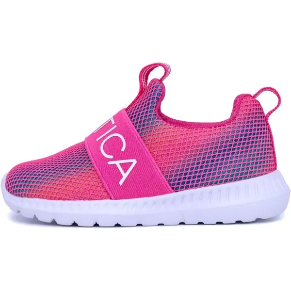 Nautica Girls SlipOn Sneaker  Athletic Running Kids Shoe for Walking Running Tennis and Sports ToddlerLittle KidBright Pink Rainbow