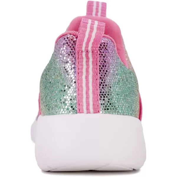 Nautica Girls SlipOn Sneaker  Athletic Running Kids Shoe for Walking Running Tennis and Sports ToddlerLittle KidDark Rainbow Holograph