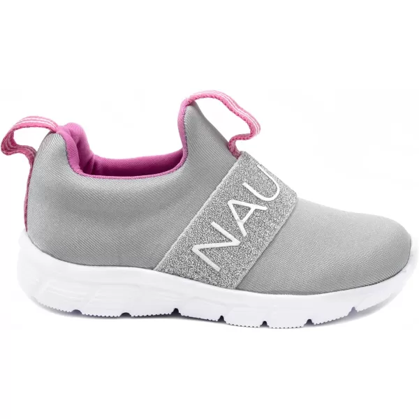 Nautica Girls SlipOn Sneaker  Athletic Running Kids Shoe for Walking Running Tennis and Sports ToddlerLittle KidGreyPink