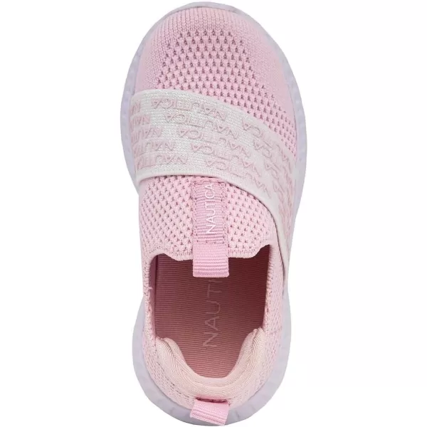 Nautica Girls SlipOn Sneaker  Athletic Running Kids Shoe for Walking Running Tennis and Sports ToddlerLittle KidLight Pink Iridescent